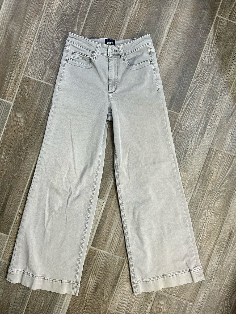 Maeve by Anthropologie The Colette Crop Wide Leg Jeans Gray 25 High Rise Pockets